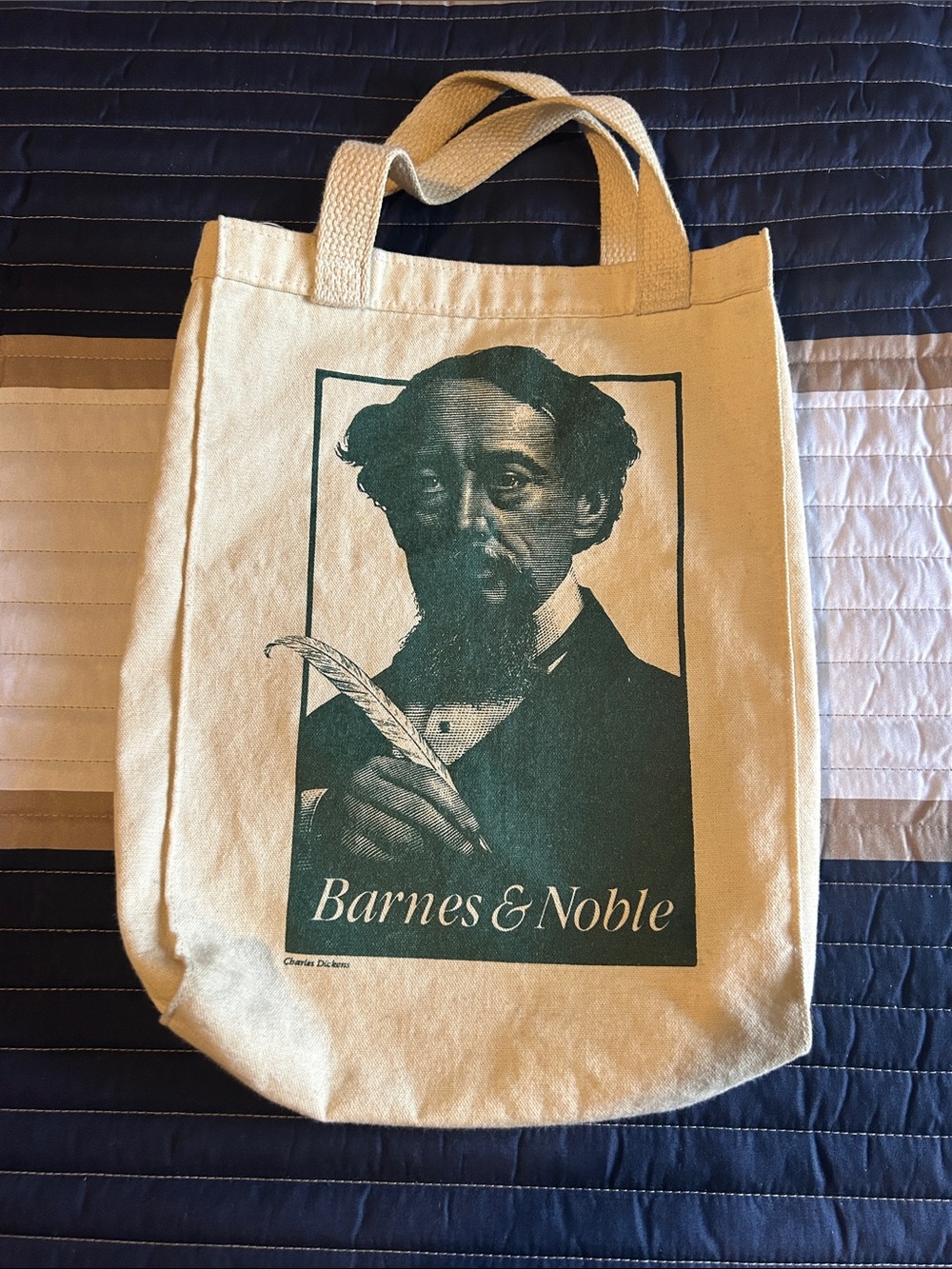 Vintage, Barnes & Noble Canvas Charles Dickens small Book Bag in Cream,